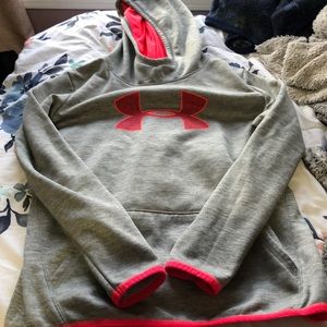 Pink and grey under armor hoodie